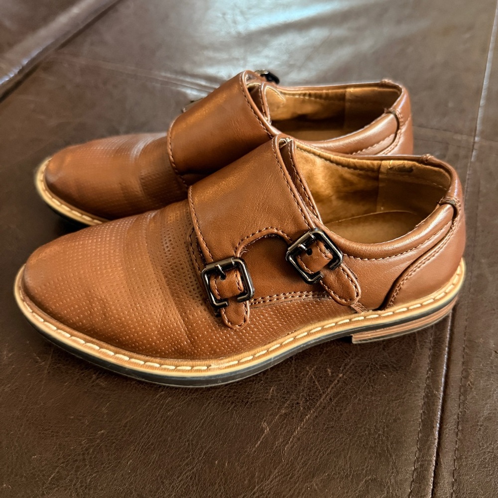 Kids Brown Buckle Dress Shoes